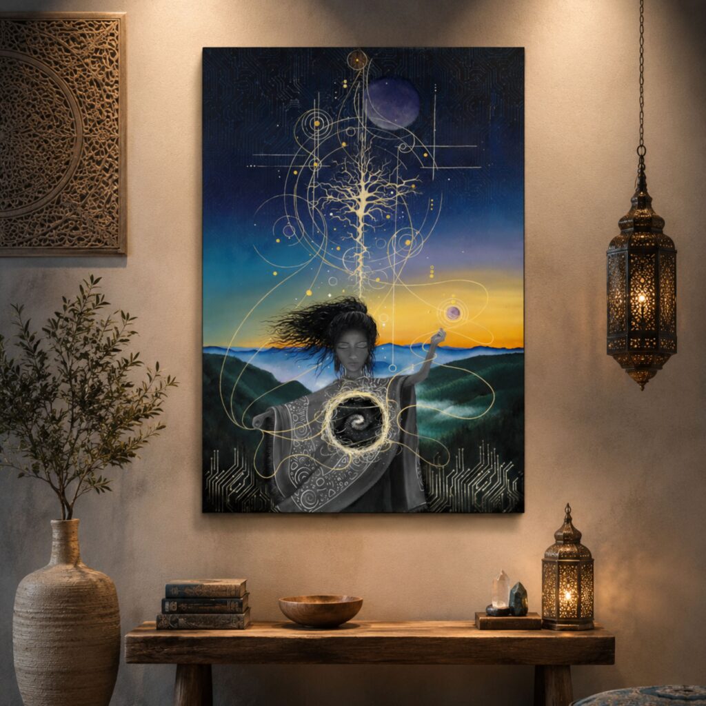 Weaver of Worlds: Oil on Canvas