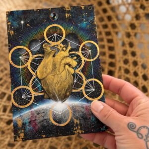 A6 limited collectible postcard featuring the Sentient artwork, held in hand.